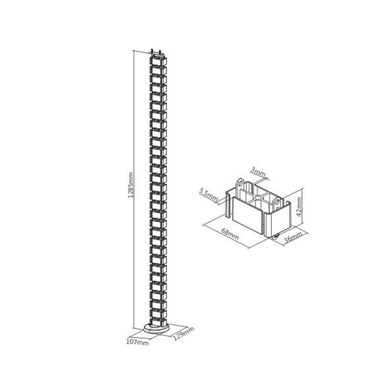 Goulotte passe-câbles verticale articulée Kimex 070-1013 Longueur 130cm Gris